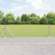 vidaXL Staket med stolpar Silver 0.5 x 100 m PVC-belagd stål