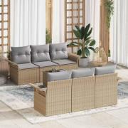 vidaXL Trädgårdsoffset med kudde 7 pcs Beige, grå 55 x 55 x 37 cm
