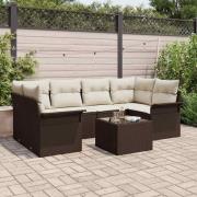 vidaXL Trädgårdsoffset Manuell 7 pcs Brun, krämfärgad 55 x 55 x 37 cm