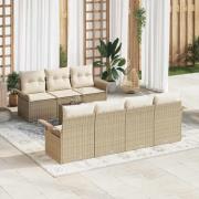 vidaXL Trädgårdsoffset med kudde 8 pcs Beige, Kräm 55 x 55 x 37 cm