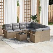 vidaXL Trädgårdsoffset med kudde 9 pcs Beige, grå 55 x 55 x 37 cm