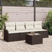 vidaXL Trädgårdsoffset Manuell 5 pcs Brun, krämfärgad 55 x 55 x 37 cm
