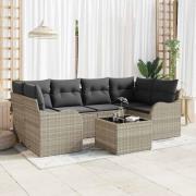vidaXL Trädgårdsoffset 7 pcs Ljusgrå, Mörkgrå 55 x 55 x 37 cm