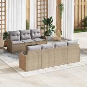vidaXL Trädgårdsoffset med kudde 8 pcs Beige, grå 55 x 55 x 37 cm