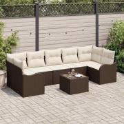 vidaXL Trädgårdsoffset 8 pcs Brun, krämfärgad 55 x 55 x 37 cm