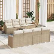 vidaXL Trädgårdsoffset med kudde 9 pcs Beige, Kräm 55 x 55 x 37 cm
