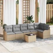 vidaXL Trädgårdsoffset med kudde med lagring 7 pcs Svart Poly rattan