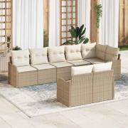vidaXL Trädgårdsoffset med kudde 8 pcs Beige, vit Poly rattan