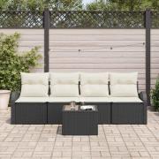 vidaXL Trädgårdsoffset med kudde 5 pcs Svart, Grädde 55 x 55 x 37 cm