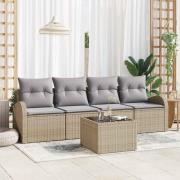 vidaXL Trädgårdsoffset med kudde 5 pcs Beige och Grå 55 x 55 x 37 cm
