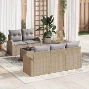 vidaXL Trädgårdsoffset med kudde 6 pcs Beige, grå 55 x 55 x 37 cm