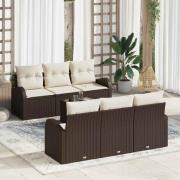vidaXL Trädgårdsoffset 7 pcs Brun, krämfärgad 55 x 55 x 37 cm