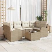 vidaXL Trädgårdsoffset med kudde 7 pcs Beige, Kräm 55 x 55 x 37 cm