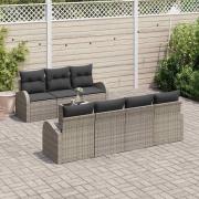 vidaXL Trädgårdsoffset med kudde med lagring 8 pcs Grå 55 x 55 x 37 cm