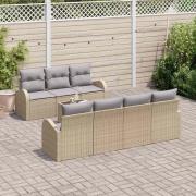 vidaXL Trädgårdsoffset med kudde 8 pcs Beige och Grå 55 x 55 x 37 cm