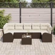vidaXL Trädgårdsoffset med kudde 8 pcs Brun och Kräm 55 x 55 x 37 cm