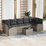 vidaXL Trädgårdsoffset med kudde 8 pcs Ljusgrå 55 x 55 x 37 cm