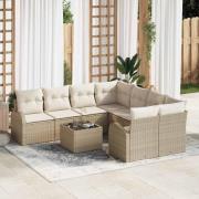 vidaXL Trädgårdsoffset 9 pcs Beige och gräddfärgad 55 x 55 x 37 cm