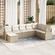 vidaXL Soffset med kudde med lagring 8 pcs Beige och vit konstrotting