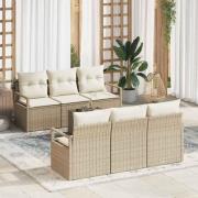 vidaXL Trädgårdsoffset med kudde 7 pcs Beige, Kräm 55 x 55 x 37 cm