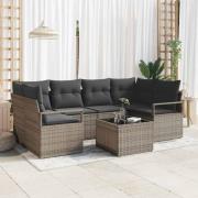 vidaXL Trädgårdsoffset med kudde med lagring 7 pcs Grå 55 x 55 x 37 cm