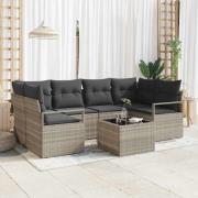 vidaXL Trädgårdsoffset 7 pcs Ljusgrå och mörkgrå 55 x 55 x 37 cm