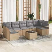 vidaXL Trädgårdsoffset med kudde 8 pcs Beige, grå 55 x 55 x 37 cm