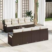 vidaXL Trädgårdsoffset 9 pcs Brun, krämfärgad 55 x 55 x 37 cm