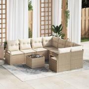 vidaXL Trädgårdsoffset med kudde 9 pcs Beige, Kräm 55 x 55 x 37 cm