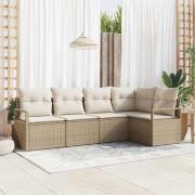 vidaXL Trädgårdsoffset med kudde med lagring 5 pcs Beige, Kräm