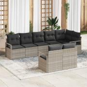 vidaXL Trädgårdsoffset 8 pcs Ljusgrå Poly Rattan, Pulverlackerat Stål
