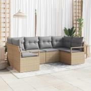 vidaXL Trädgårdsoffset med kudde med lagring 6 pcs Beige, ljusgrå