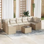 vidaXL Trädgårdsoffset 8 pcs Beige och gräddfärgad 55 x 55 x 37 cm