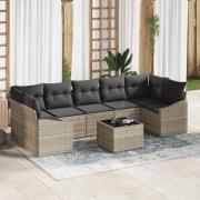 vidaXL Trädgårdsoffset med kudde 8 pcs Ljusgrå Mörkgrå 55 x 55 x 37 cm