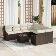 vidaXL Trädgårdsoffset Manuell 9 pcs Brun, krämfärgad 55 x 55 x 37 cm