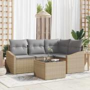 vidaXL Trädgårdsmöbelset med kudde med lagring 5 pcs Beige, ljusgrå