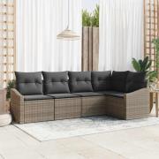 vidaXL Trädgårdsmöbelset 5 pcs Grå Poly Rattan, Pulverlackerat Stål