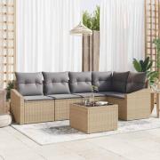 vidaXL Trädgårdsmöbelset med kudde med lagring 6 pcs Beige och Ljusgrå