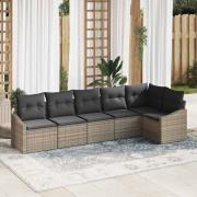 vidaXL Trädgårdsmöbelset 6 pcs Grå Poly Rattan och Pulverlackerad Stål