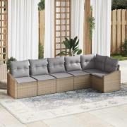 vidaXL Trädgårdsmöbelset med kudde med lagring 6 pcs Beige, ljusgrå