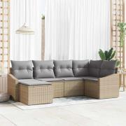 vidaXL Trädgårdsmöbelset med kudde med lagring 6 pcs Beige och Ljusgrå