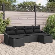 vidaXL Trädgårdsmöbelset med kudde med lagring 6 pcs Svart