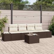 vidaXL Trädgårdsoffset med kudde 5 pcs Brun och Kräm 55 x 55 x 37 cm