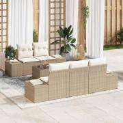 vidaXL Trädgårdsoffset 6 pcs Beige och gräddfärgad 55 x 55 x 37 cm