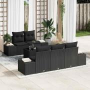 vidaXL Trädgårdsoffset med kudde med kudde 6 pcs Svart 55 x 55 x 37 cm