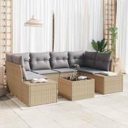 vidaXL Trädgårdsoffset med kudde 7 pcs Beige, grå 55 x 55 x 37 cm