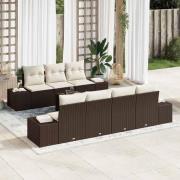 vidaXL Trädgårdsoffset 8 pcs Brun, krämfärgad 55 x 55 x 37 cm