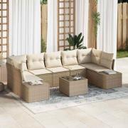vidaXL Trädgårdsoffset med kudde 8 pcs Beige, Kräm 55 x 55 x 37 cm