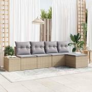 vidaXL Trädgårdsoffset med kudde med lagring 5 pcs Beige och Ljusgrå