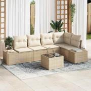 vidaXL Trädgårdsoffset med kudde 6 pcs Beige och gräddfärgad